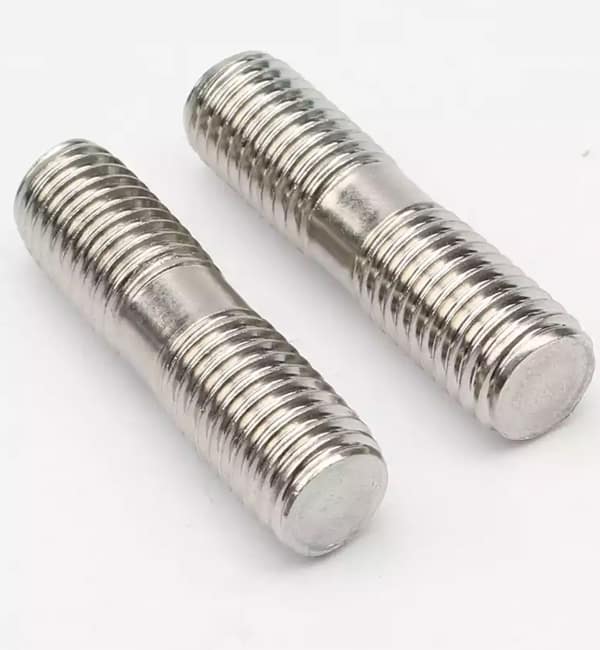 Stainless steel stud bolts with heavy hex nuts